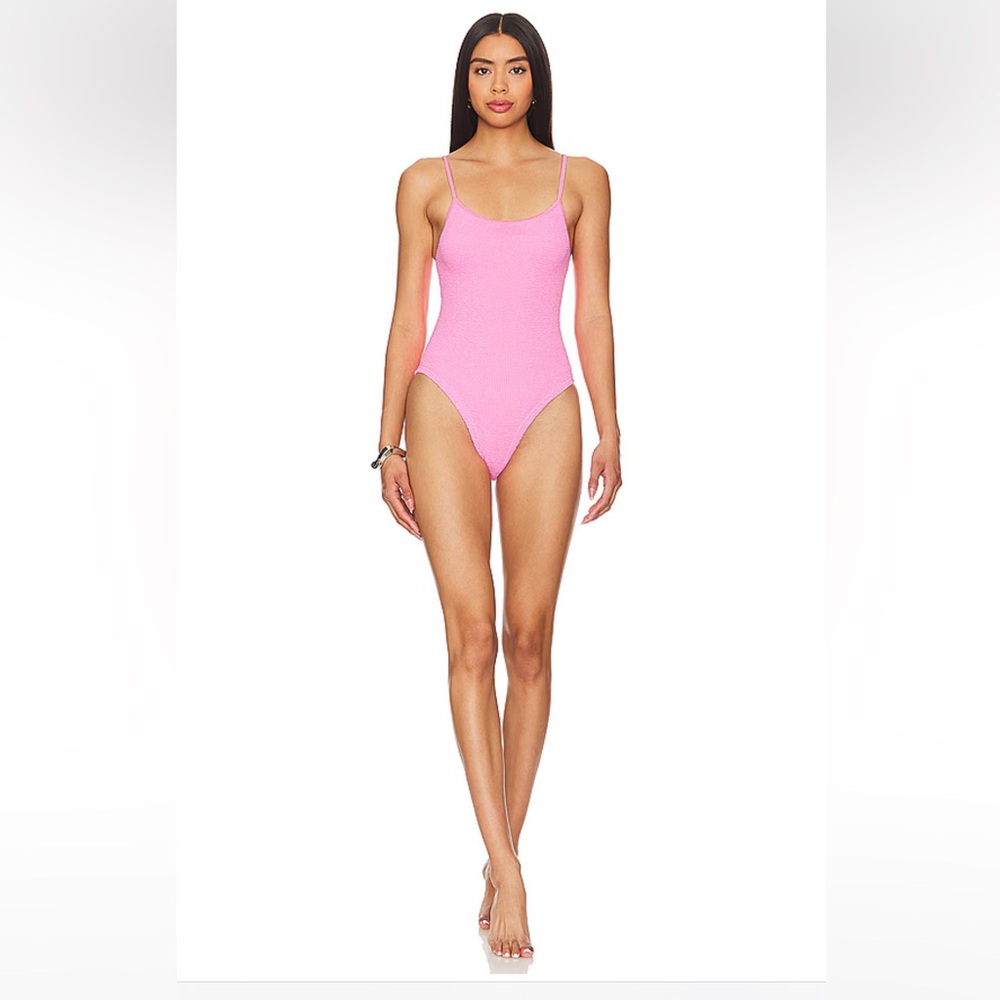 Hunza G Pink Textured One-Piece Swimsuit